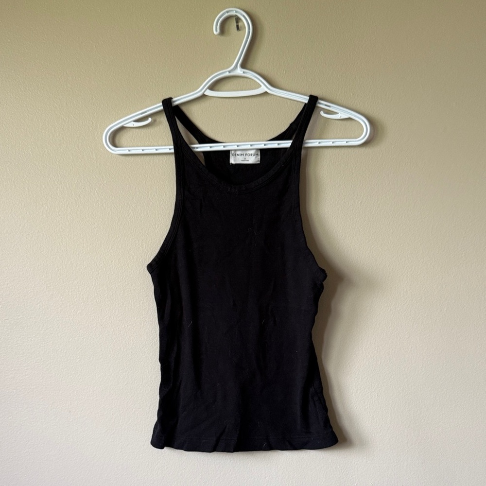 Denim Forum Black Ribbed Tank Top